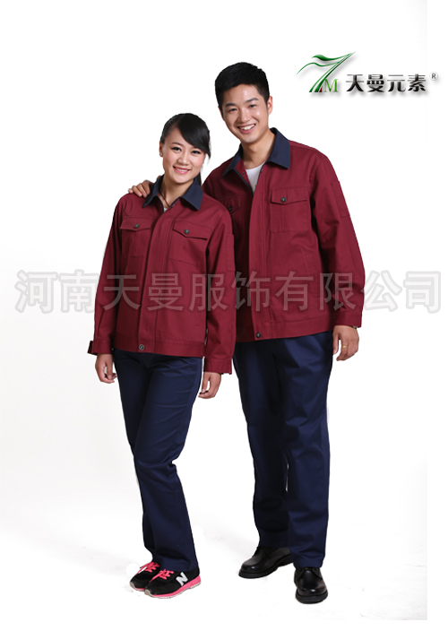 涤棉深红长袖工作服TMC007-1