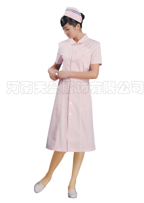 立领粉色短袖护士服