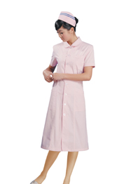 立领粉色短袖护士服TMHSF-040